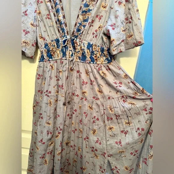 Free People Floral Dress in Gray and Blue - Picture 2 of 8